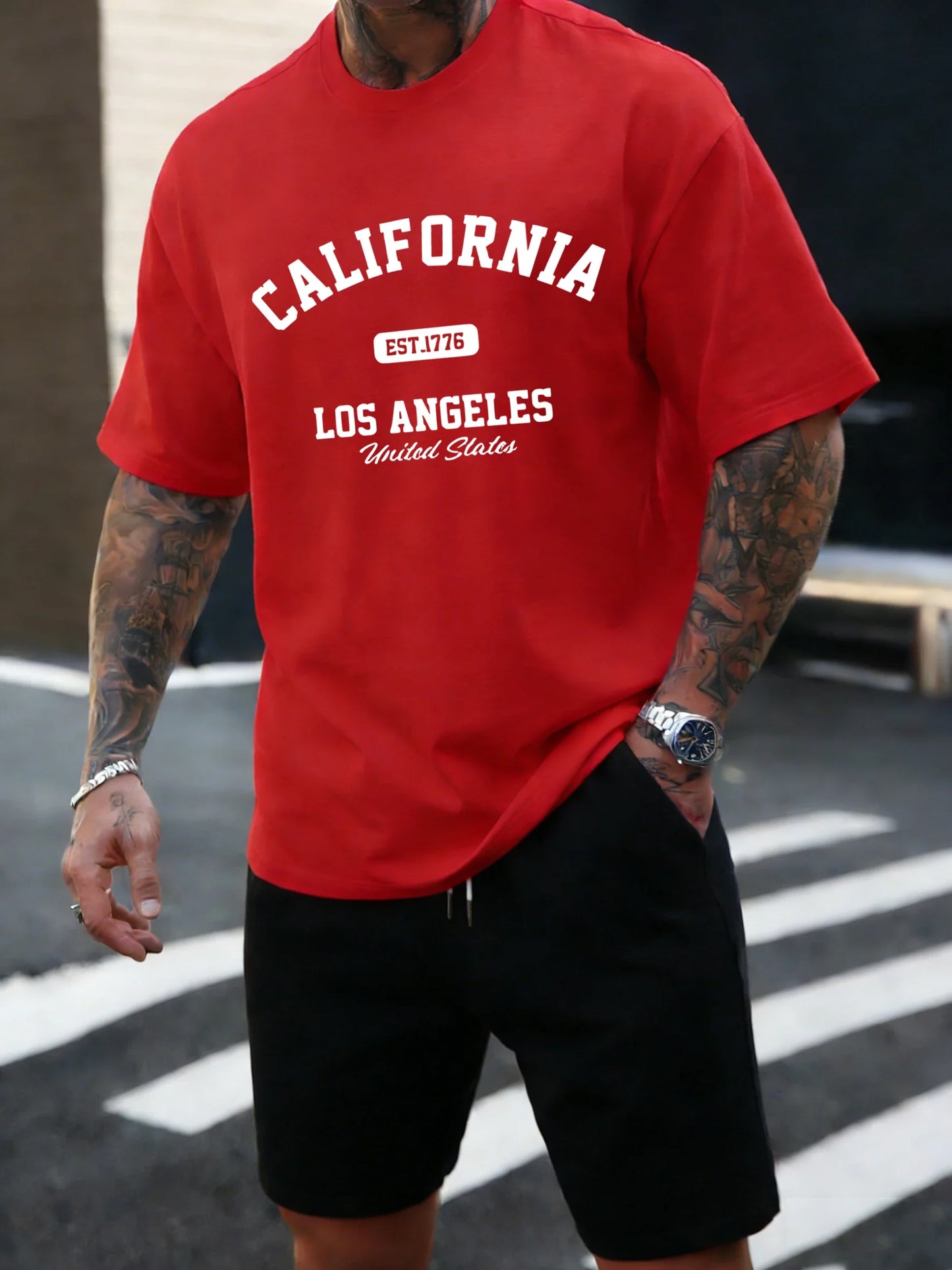 California Los Angeles Est 1776 Men T Shirts Retro Fashion Soft Short Sleeve Summer Comfortable T-Shirt Unisex Cotton Loose Top