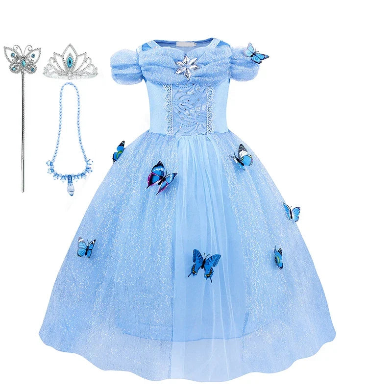 Kids Girls Cosplay Costume Children Summer Pageant Fantasy Cinderella Carnival Clothes Princess Birthday Dress 2-10 Yrs Clothes