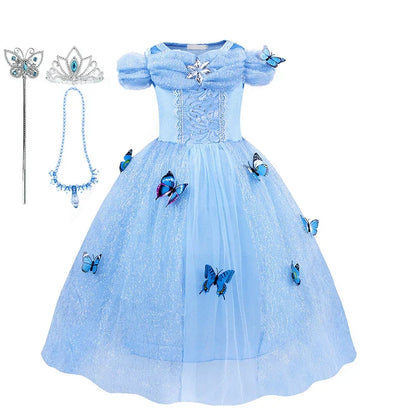 Kids Girls Cosplay Costume Children Summer Pageant Fantasy Cinderella Carnival Clothes Princess Birthday Dress 2-10 Yrs Clothes