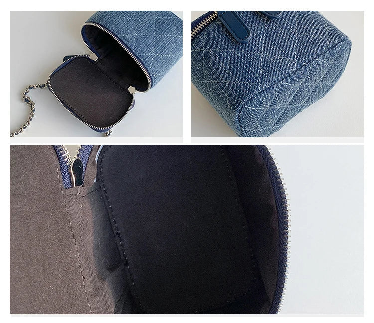 Mini Denim Crossbody Bags for Women 2026 Lingge Chains Shoulder Bag Fashion Brands Box Bag Lipstick Coins Purses and Handbags