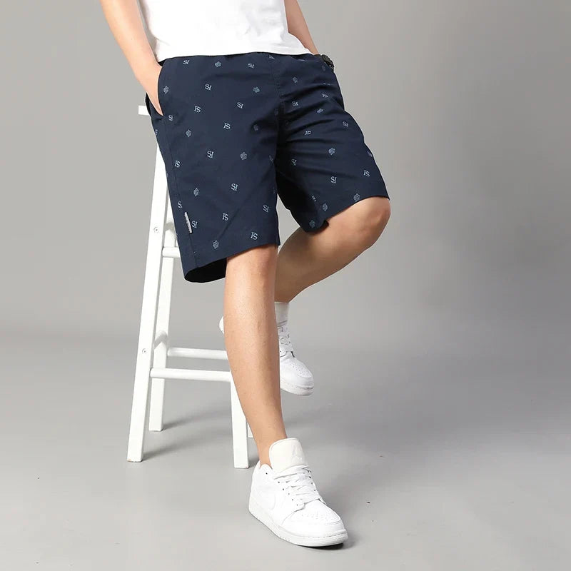 Men's Cotton Print Shorts Streetwear Casual Cotton Workwear Summer Breathable Fitness Knee Shorts Sports Shorts Sweatwear 6XL