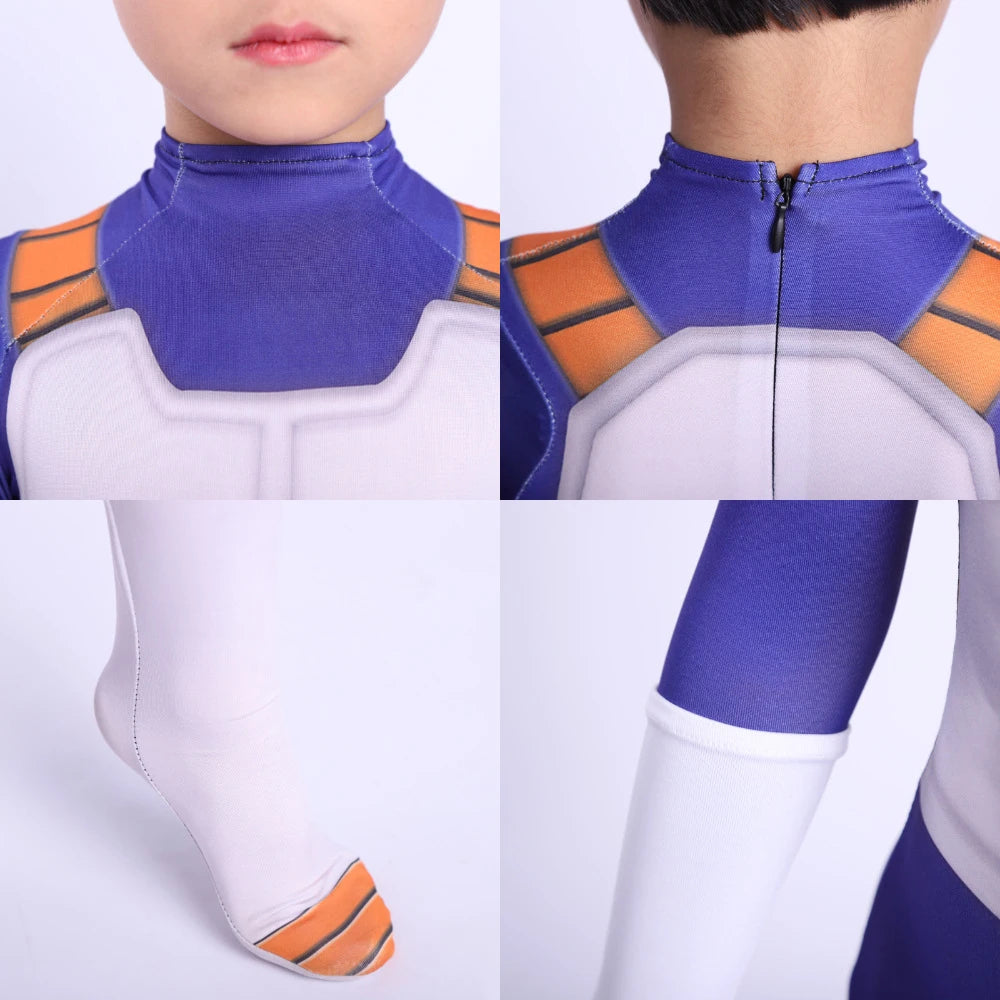 Kids Adult Blue Vegeta-boy Cosplay Costume Goku Costume Suit Superhero Jumpsuit Finery Dress Up