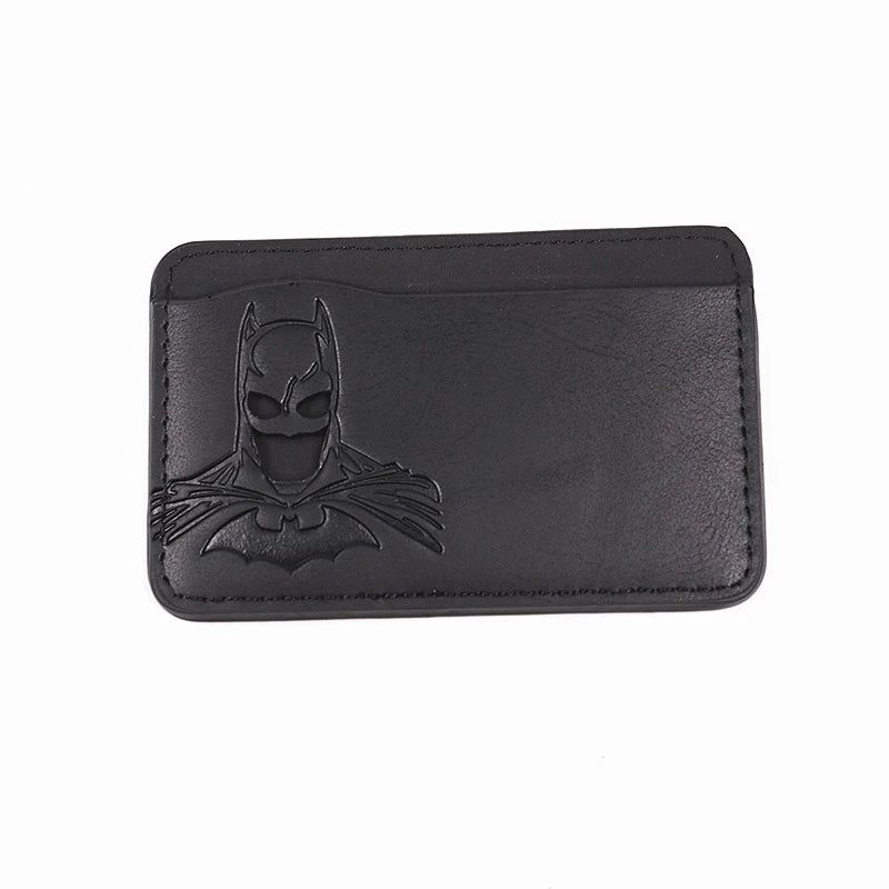 Leather Bat ID Wallet For Men Slim Card Holder Case Cover With Cutout Superhero Face Eyes Mask Gift For Teens Boy Friend Husband