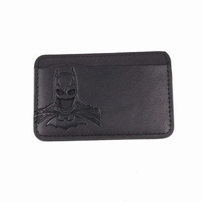 Leather Bat ID Wallet For Men Slim Card Holder Case Cover With Cutout Superhero Face Eyes Mask Gift For Teens Boy Friend Husband
