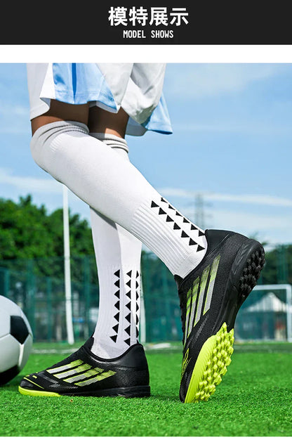 Men's High Top Soccer Shoes FG/TF Long Spikes Adult Football Boots Lightweight Professional Athletic Training
