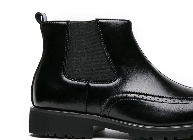 Luxury Men Brogue Boots Men's Ankle Boots High Quality Mens Chelsea Boots Slip on Oxford Formal Business Shoes Plus Size 38-46