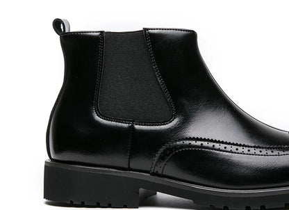Luxury Men Brogue Boots Men's Ankle Boots High Quality Mens Chelsea Boots Slip on Oxford Formal Business Shoes Plus Size 38-46