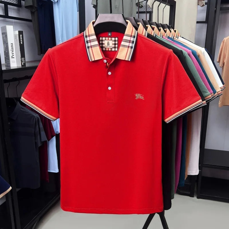 Designer brand men's short sleeve polo shirt new embroidery silky cotton breathable summer Korean fashion casual Paul T-shirt