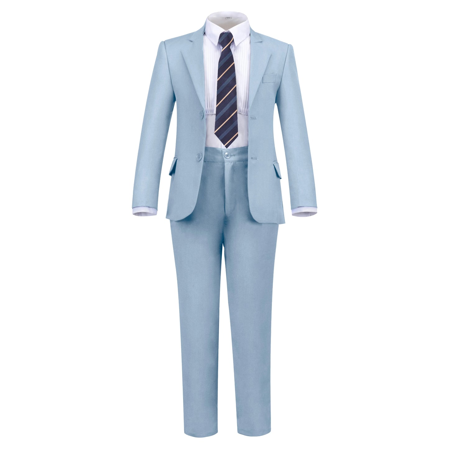 Boys Suit 3-Piece Jacket Pants Navy Yellow Pinstripe Tie Casual Fashion Wedding Birthday Party Size 4-16Y Teen Suit Tuxedo