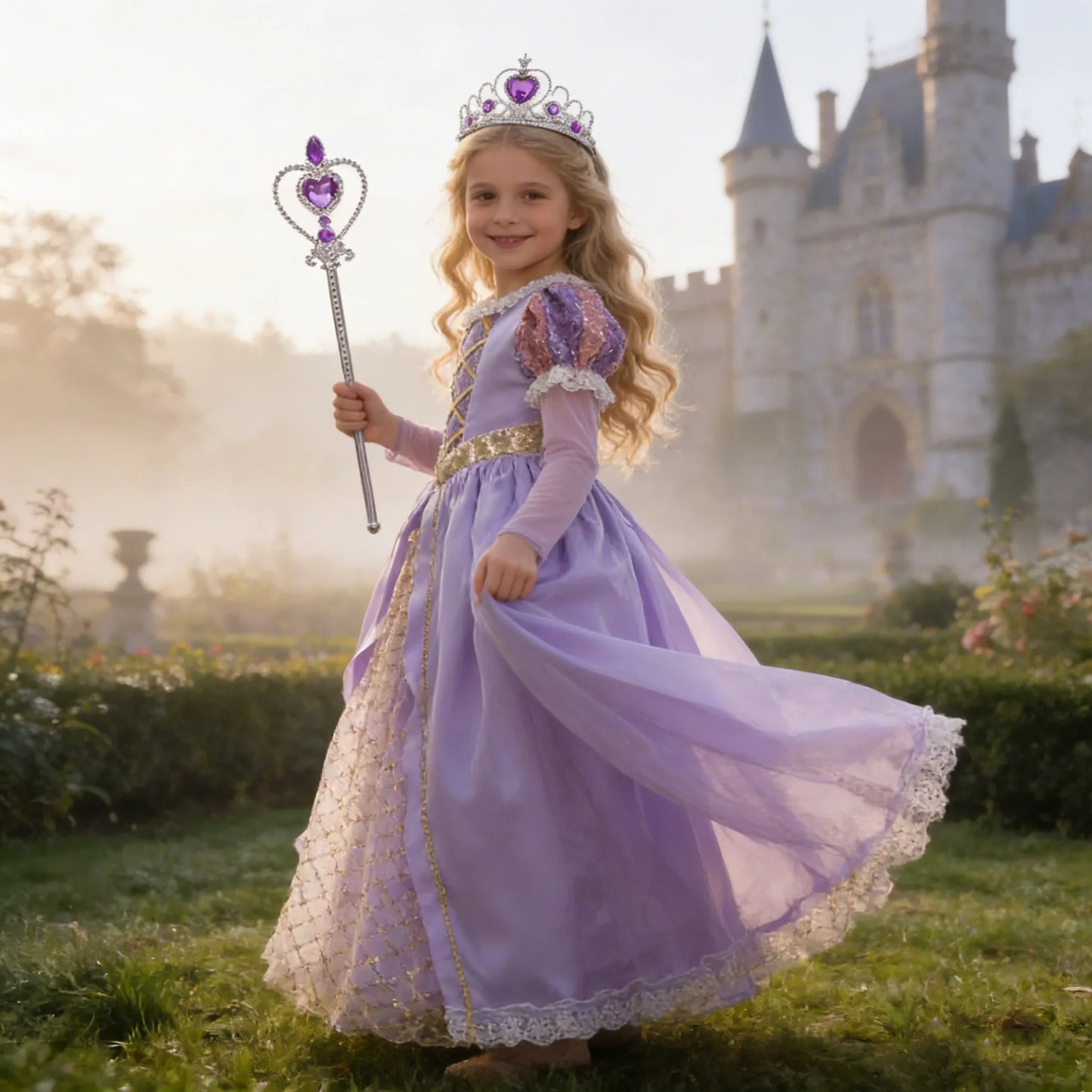 Rapunzel Purple Dress Princess Costume Sets Children Birthday Carnival Halloween Party Fancy Girls Ball Gown Cosplay Clothes