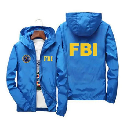 2024 New Men's Jacket High Quality FBI Printed Outdoor Sports Jacket Spring Hooded Windproof Fashion Casual Brand Sports Jacket