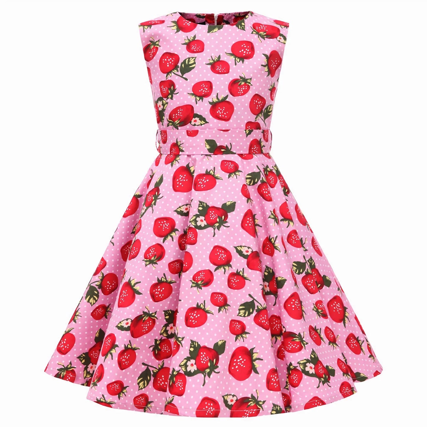 Girl's Retro Dress,Summer Princess Sleeveless Polka Dots Cotton Lightthin Romantic Floral 50s Vintage Dress Party Wedding Daliy