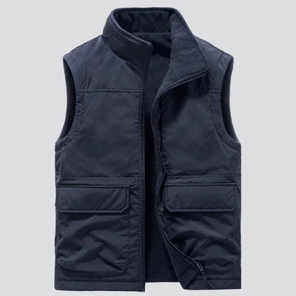 Reversible Sleeveless Jacket Men's Vest Coat Winter Waistcoat Thick Warm Fleece Workwear Tops Cargo Vest Windbreaker New Fashion