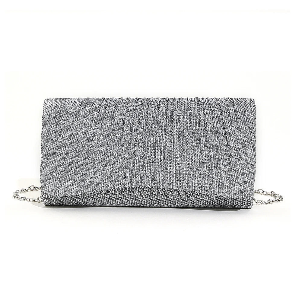 Women Shiny Crossbody Bag Elegant Sparkle Shoulder Bags Clutch Bag Fashion Chain Tote Handbag Ladies Chic Evening Wedding Clutch