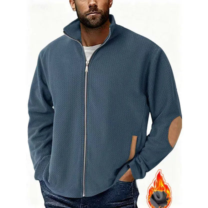 Autumn Winter Men's Stand Collar Casual Zipper Jacket  Double-Sided Fleece Warm Coat Outdoor Splice Long Sleeve Cardigan Mens