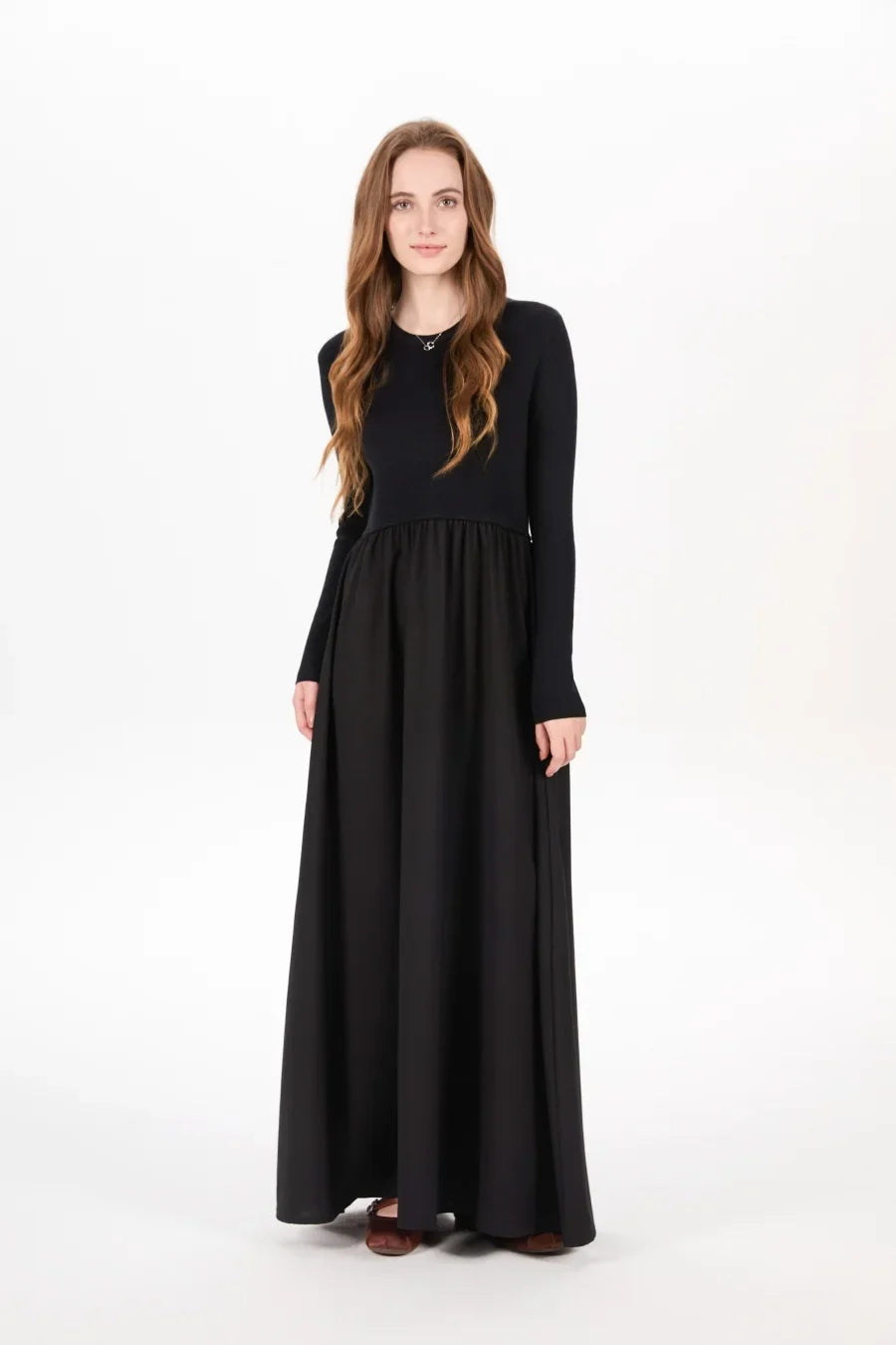 AS AW25 stripe knitting cardigan + sleeveless patch dress maxi matching set for woman clothing