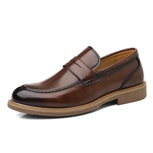 British Style Business Casual Shoes for Man Spring Autumn New Designer Leather Shoes Male Solid Color Men's Dress Elegant Shoe