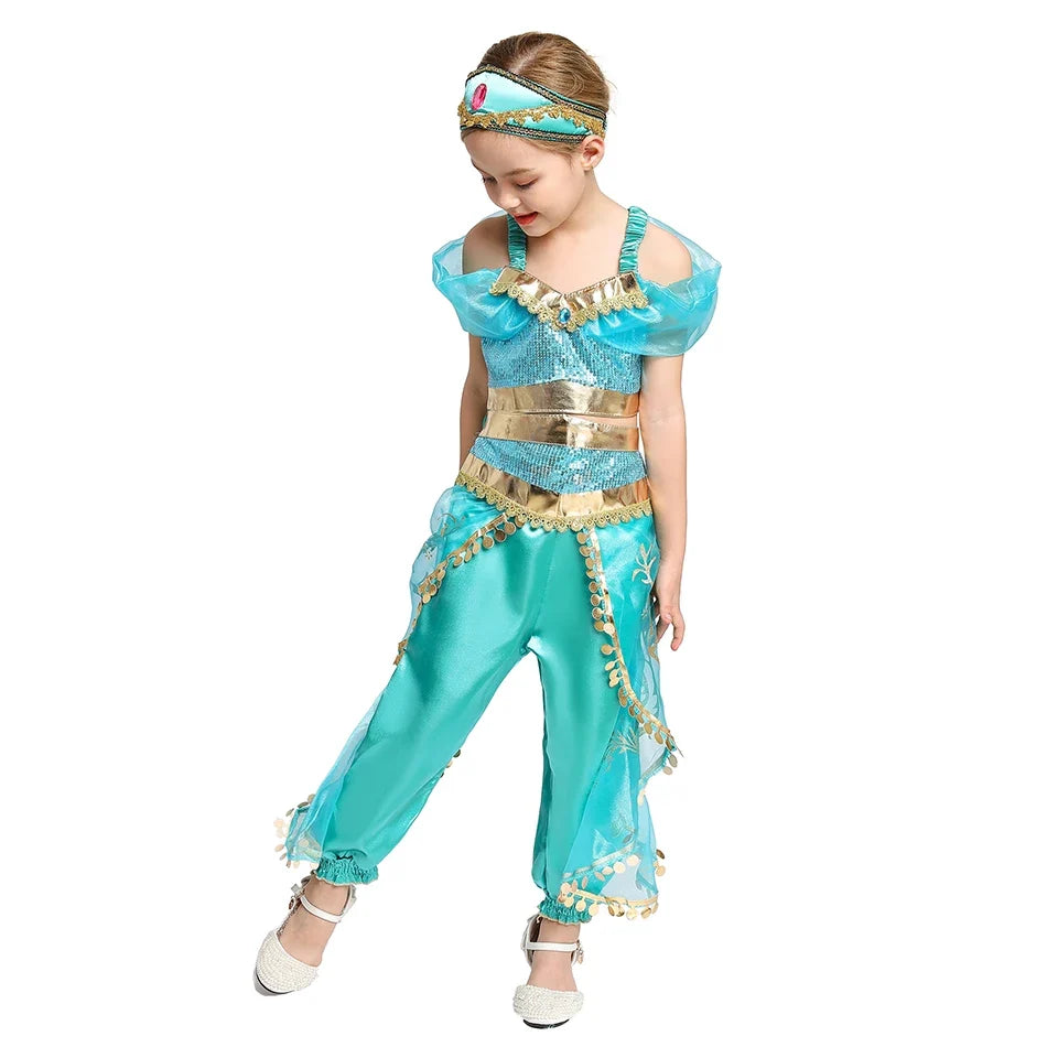 2026 Kids Princess Costume Girls Elsa Anna Dress Carnival Cosplay Snow White Aurora Moana Rapunzel Mermaid Belle Party Outfits