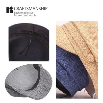 British Retro Style Solid Color Breathable Flat Top Newsboy Cap Sun Hat Military Cap Beret Hats