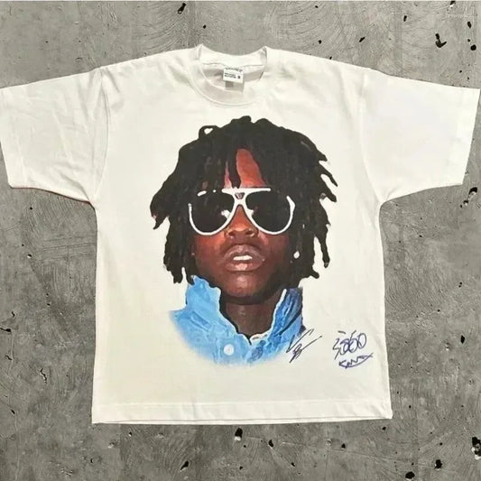 Retro Trend Portrait Print Short Sleeve T-Shirt Y2k Gothic Harajuku Men's T-Shirt Hip Hop Couple Casual Loose T Shirt Summer Top
