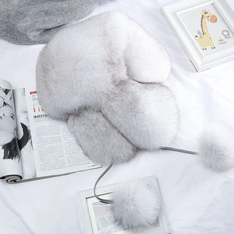 Real Fur 100% Fox Skin Russian Businessmen Pilot Bombers Full Mao Men's hat Ushanka Winter Ear Guard Hat Raccoon Fur Beanie hat