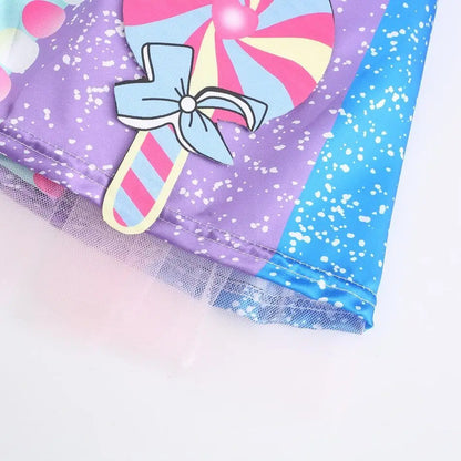 Purim Girls Rainbow Vestidos Candy Fairy Lollipop Cosplay Costume Toddler Girls Birthday Party Carnival Long Short Sleeves Dress