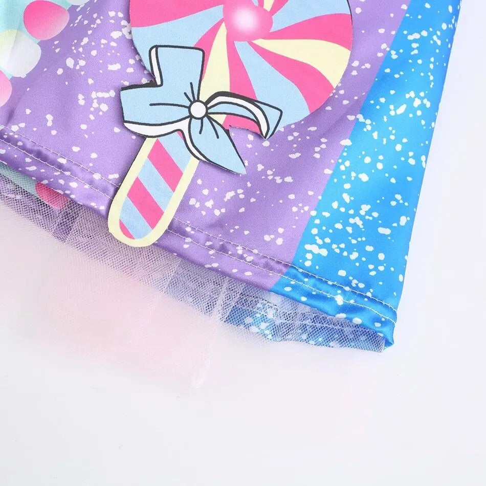 Girls Candy Fairy Lollipop Cosplay Costume Toddler Carnival Purim Rainbow Vestidos Girls Birthday Party Long Short Sleeves Dress
