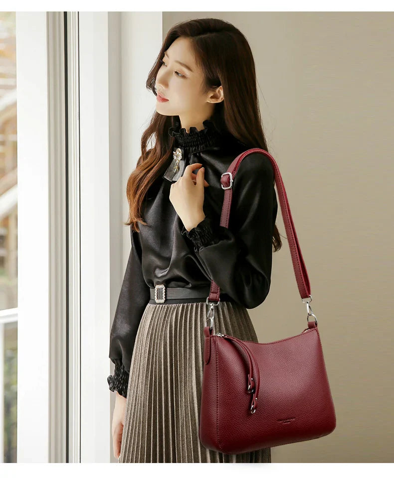 New Luxury Designer Handbag Solid Color PU leather Women Shoulder Bag Casual Crossbody Bags for Women New Zipper Messenger Bag