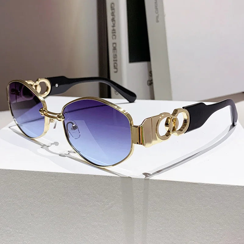 Oval Sunglasses 2025 New Female Metal Internet Celebrity Street Shot Sun Glasses Women Men Retro Photo Sunshade Ladies UV400