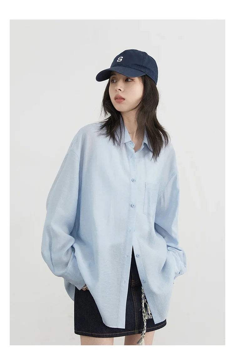 Women Long Sleeve Shirts Solid Loose Casual New Style Design Back Hollow Out Shirt Female Blouse Spring Summer 2026