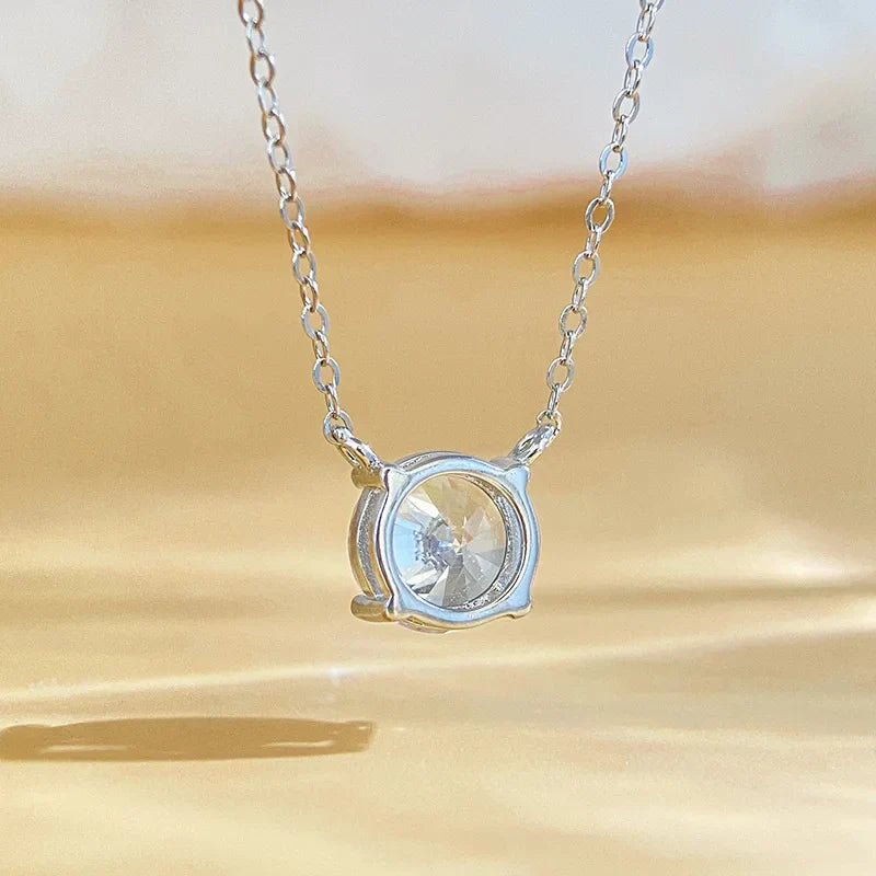 PureNew 1-5ct Full Shape Moissanite Necklace For Women S925 Silver Plated 18k Gold D Color VVS1 Women's Moissanite Chain Gift