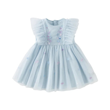 Girls Baby Princess Dress Summer Sweet Shell Embroidery Kids Mesh Elegant Dress Party Outdoor Seaside DB2251295