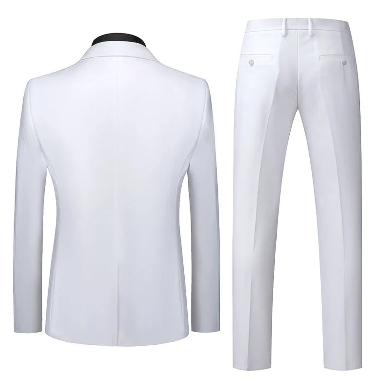 2026 New Men's Suit 3-Piece, Wedding Party Dress Jacket Vest Trousers, Fashion Slim Fit Blazer Waistcoat Pants Red Blue Green