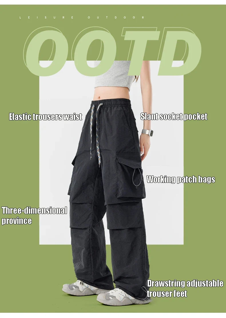 Women Hiking Pant Elastic Waist Trouser Adjustable Cuff Windproof Pant Men Outdoor Camping Pant Multiple Pockets Waterproof Pant