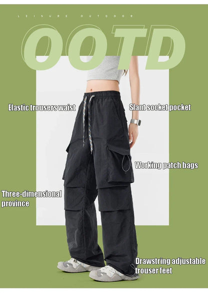 Women Hiking Pant Elastic Waist Trouser Adjustable Cuff Windproof Pant Men Outdoor Camping Pant Multiple Pockets Waterproof Pant