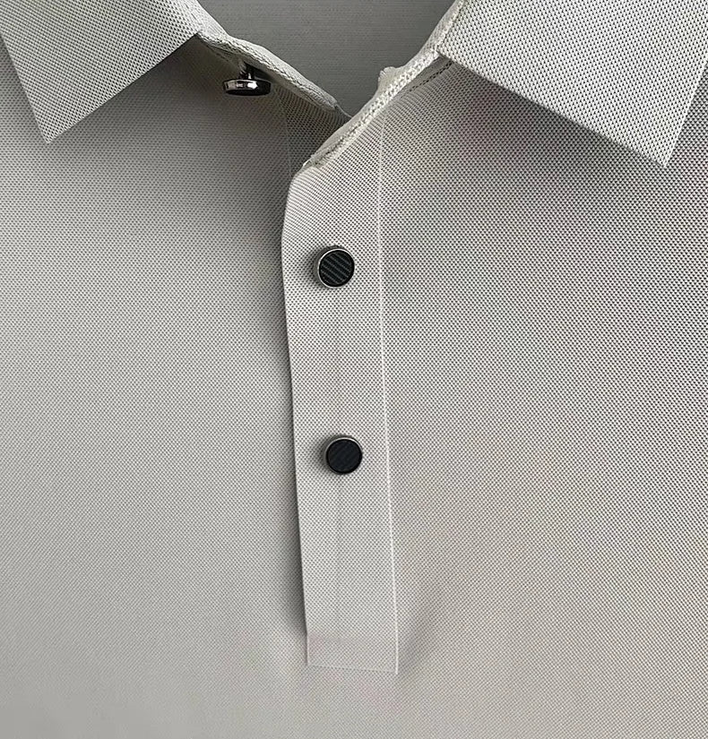 Summer new high-quality ice silk fabric comfortable polo shirt fashionable high-end mens exquisite badge breathable short sleeve