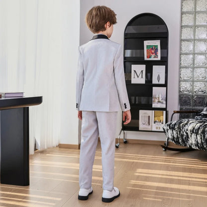 Glitter Boys Shawl Lapel Suits 3 Pieces Stage Performance Outfit,Handsome Smart Kids Suit Set For Birthday Party 90-170cm