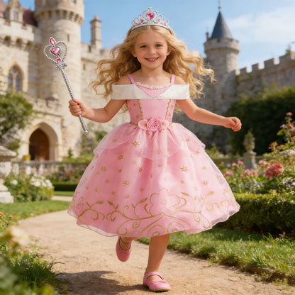 Children Aurora Princess Costume Cosplay Dress Girls Halloween Carnival Birthday Outfit Party Princess Disguise Ball Gown Clothe