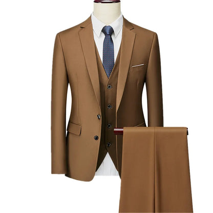2026 New Men's Suit 3-Piece, Wedding Party Dress Jacket Vest Trousers, Fashion Slim Fit Blazer Waistcoat Pants Red Blue Green