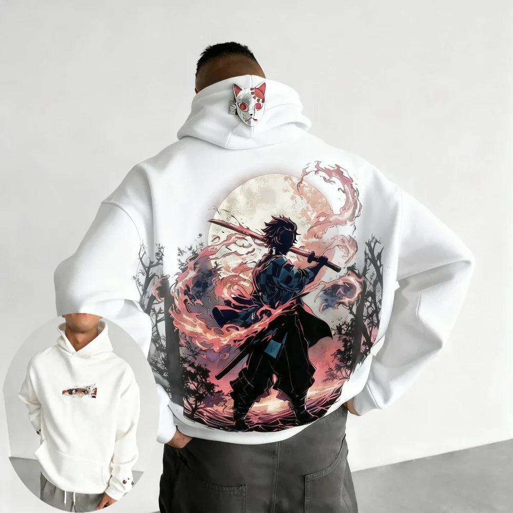 Demon Slayer Men's Hoodie Sweatshirt Kamado Tanjirou Anime Spring Autumn and Winter Boy Warm Long-sleeved Parent-child Outfit