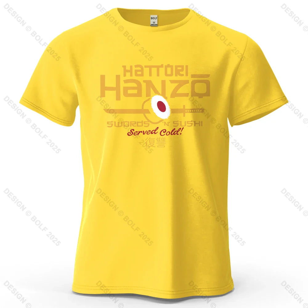 Hattori Hanzo Printed Men's T-Shirt 100% Cotton Oversized Anime Fashion Graphic Tees for Women Tops Streetwear Cultural Apparel