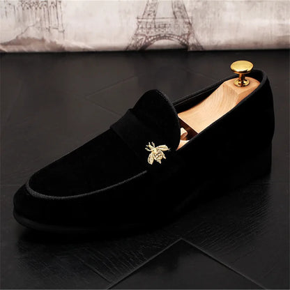 Men's Fashion Suede Leather Embroidery Loafers Mens Casual Printed Moccasins Oxfords Shoes Man Party Driving Flats EU size 38-45