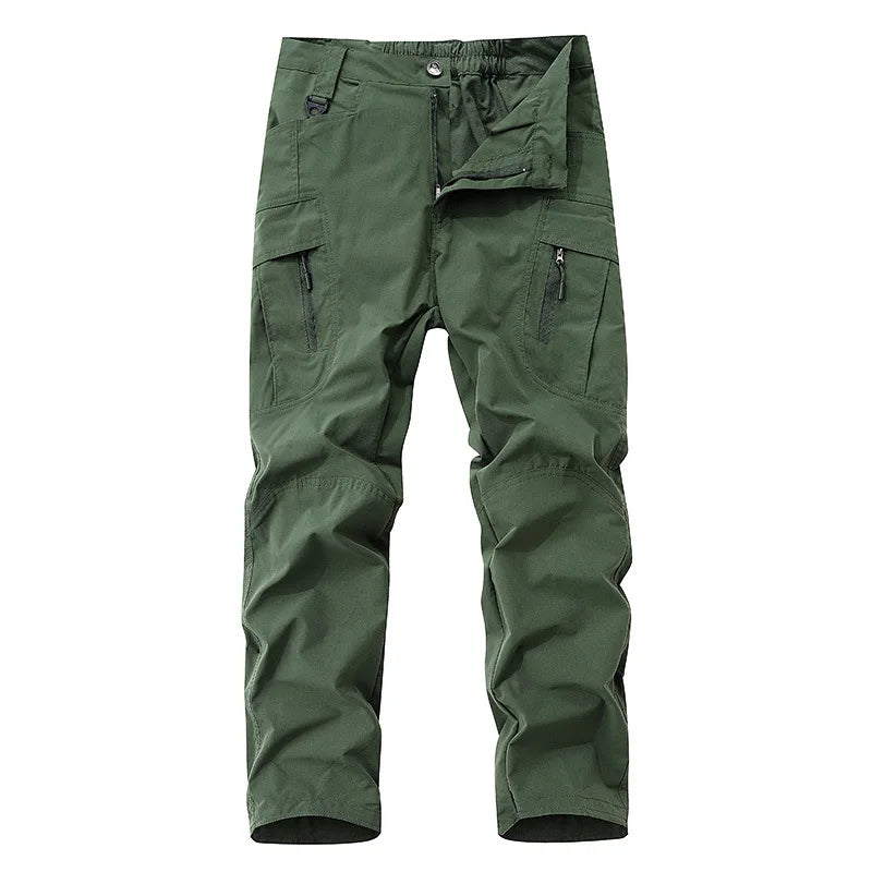 New Summer Men Thin Breathable Elastic Work Pants Outdoor Casual Sports Multi Pockets Cargo Pants Straight Tooling Trousers 3XL