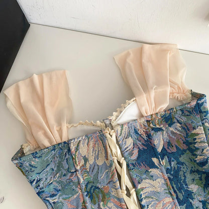 American Retro Print Evening Camisole Female Strap Lace Spliced Slim Top 2025 Streetwear Floral Vintage Beach Tank Top