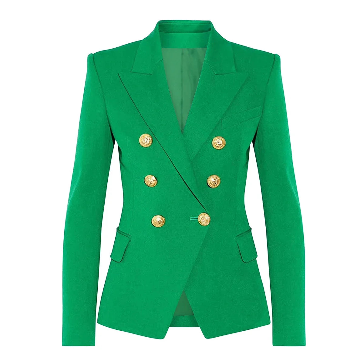 S-XXL Rainbow Color Fashion Classic Solid Double row Gold Button Long Sleeve Slim Fit Temperament Commuter Casual Woman Blazer