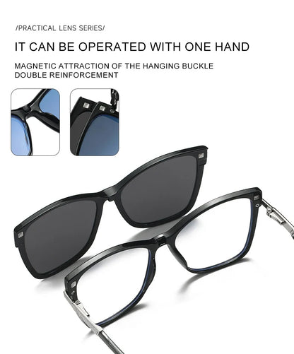 Fashion New Design TR90 Polarized Magnetic Clip-on Sunglasses Men and Women Polarized Sunglasses Optical Myopia Glasses