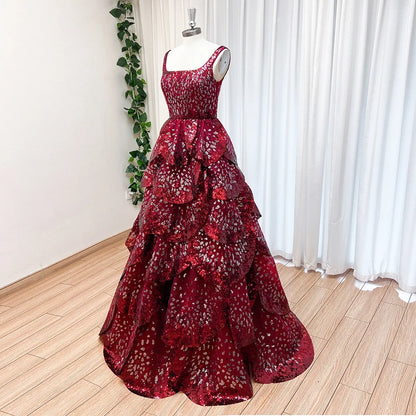Luxury Sequined Evening Dress Tiered Petal Skirt Formal Prom Gown Customized Robe De Soiree For Women Party 2026