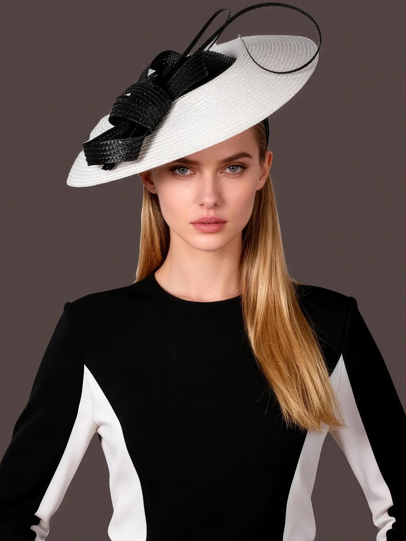 Fascinators Black White Weddings Pillbox Hat For Women Church Hat Sraw Fedora Black Wide Ladies Dress Kentucky Derby Hats