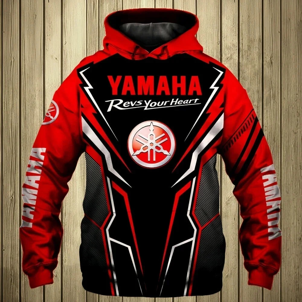 New popular Yamaha motorcycle 3D printed hoodie, fashionable men's outdoor riding extreme sports racing top