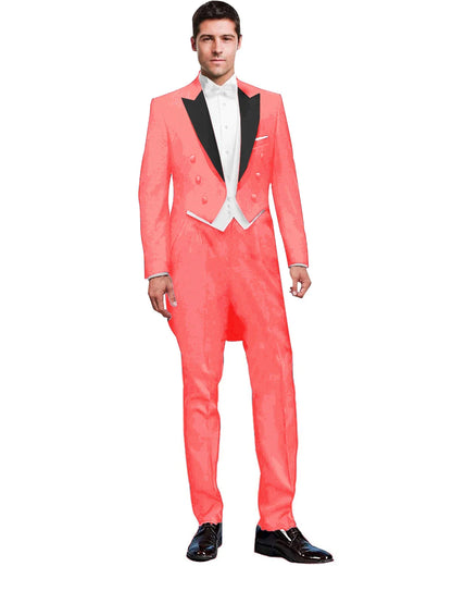 3 Piece Black Men Suit Wedding Groom Tuxedo Long Tailcoat Best Man Formal Prom Suit Fashion Costume Homme (Jacket+Vest+Pants)